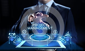 Project management Time Planning business concept on screen.