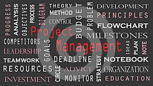 Project Management word cloud concept on black background