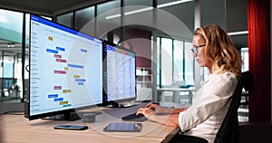 Project Manager Analyzing Gantt Chart