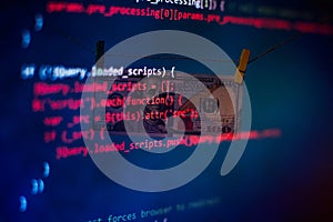 Project managers work new idea. WWW software development. Mobile app developer. Innovative startup project. Website programming