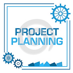 Project Planning Blue Borders Gears Corner Squares