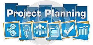 Project Planning Business Symbols Blue Squares Stripes