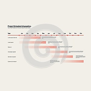 Project Schedule Timeline Infographic Template in Minimal Design. Editable Vector Graph.