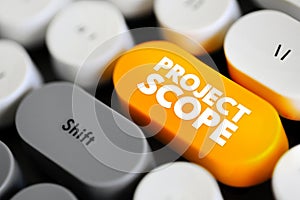 Project Scope is the part of project planning that involves determining and documenting a list of specific project goals, text