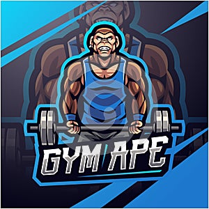 Gym ape esport mascot logo design photo