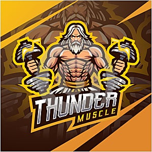 Zeus thunder musle mascot logo photo