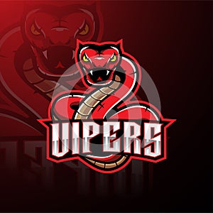 Red viper snake mascot logo design photo