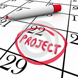 Project Start or Finish Date Circled on Calendar Day