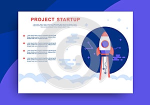 Project Startup Web Presentation Design With Rocket Ship