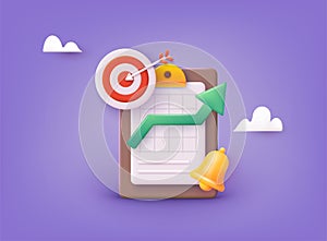 Project task management and effective time planning tools. 3D Vector Illustrations