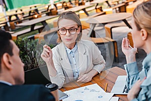 Project team working on developing a product strategy