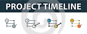 Project Timeline icon set. Four simple symbols in diferent styles from risk management icons collection. Creative project timeline