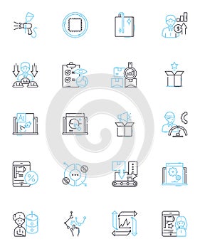 Project tracking linear icons set. Progress, Schedule, Milests, Deadlines, Goals, Tasks, Timeframe line vector and