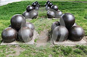 Projectiles for US 20-inch Rodman cannon at the Civil War Memorial in Bay Ridge area