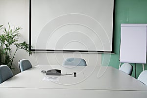 Projection screen in the boardroom