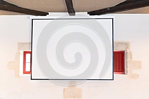 Projection screen for overhead projector in wall