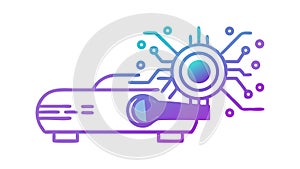 Projector with Abstract Data, Digital Information Display, vector design Generative AI