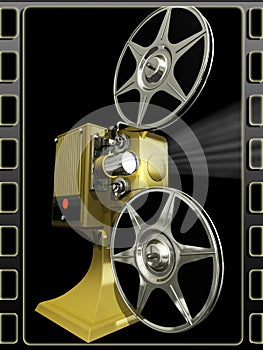 Projector film shows a film