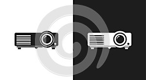 Projector Icon - Black and White Vector Illustration
