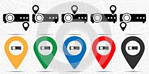 Projector icon in location set. Simple glyph, flat illustration element of technology theme icons