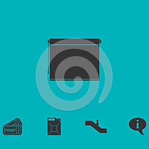Projector roller screen icon flat