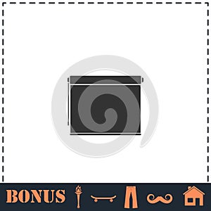 Projector roller screen icon flat