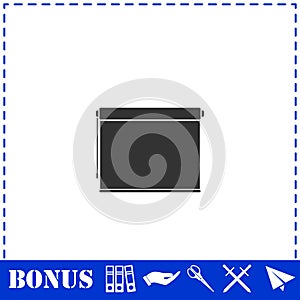 Projector roller screen icon flat