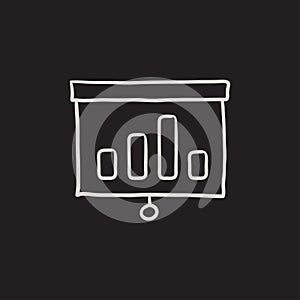 Projector roller screen sketch icon.