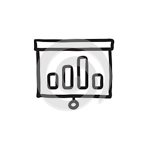 Projector roller screen sketch icon.