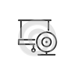 Projector screen and video camera icon. Online blog, flogging, stream, webinar concept logo. Multimedia button photo