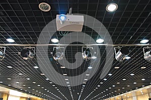 Projector, spotlights and ceiling