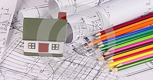 Projects of houses with model of a house
