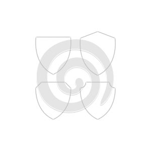 White outline secure digital shield vector logo on isolated background..