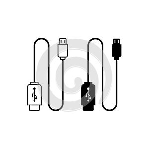 USB cable vector logo pack of black and white web icons.