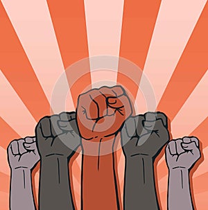 Proletarian Protest Clenched Hand Symbol Vector Illustration