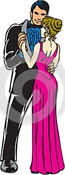 Prom Couple Vector Illustration