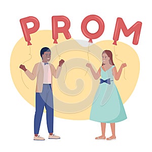 Prom date 2D vector isolated illustration