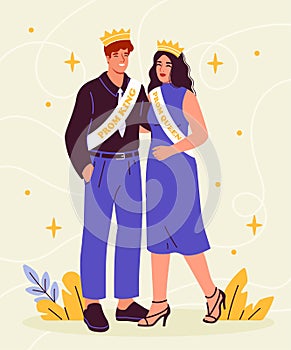 Prom king and queen vector concept