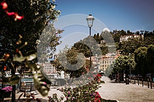 Promenade along Lake Como in Bellagio town, Lomabrdy region, Italy