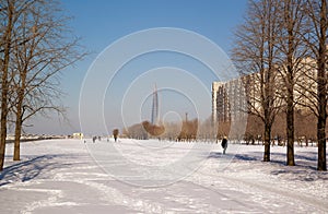 Promenade along a new highway in SaintPetersburg