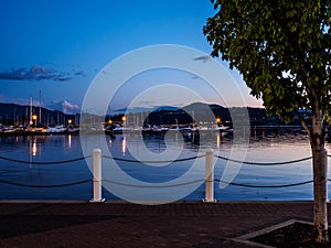 Promenade along the Okanagan Lake waterfront in Kelowna, BC