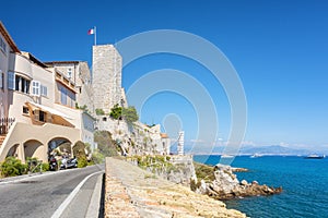 The promenade Amiral de Grasse along the coast to the old center of the French town Antibes