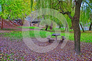 The promenade on the bank of Crisul Repede in Oradea, Romania.