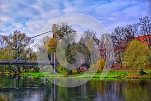 The promenade on the bank of Crisul Repede in Oradea, Romania.