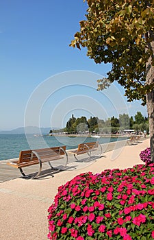 Promenade of bardolino, garda lake, italy