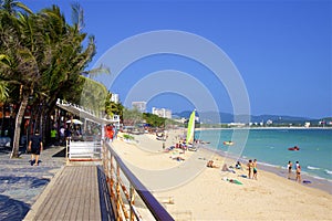 Promenade and beach in Dadonghai bay in Sanya, Hainan