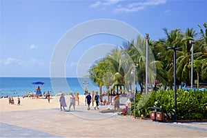 Promenade and beach in Dadonghai bay in Sanya, Hainan
