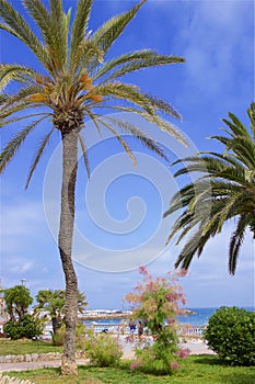 Promenade and beach in Sitges, Spain