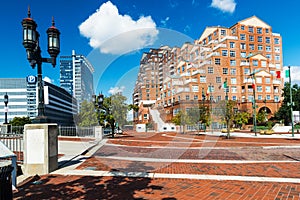 Promenade and buildings by Baltimore Bay