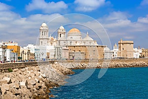 The promenade with Cathedral in background in CÃ¡diz photo